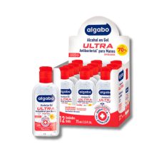 ALCOHOL EN GEL x75ml CON CAJA EXHIBIDORA ALGABO