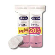 DISCO DESMAQUILLANTE ALGODON x80u PACKx2 ALGABO